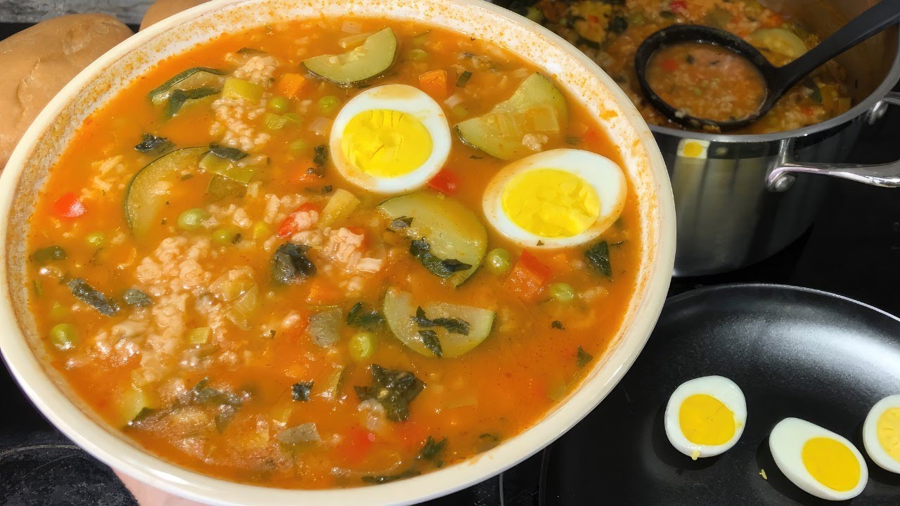 Sopa de Arroz  con Verduras  Comida Económica  receta Saludable ❤️ Sopa de Arroz Casera