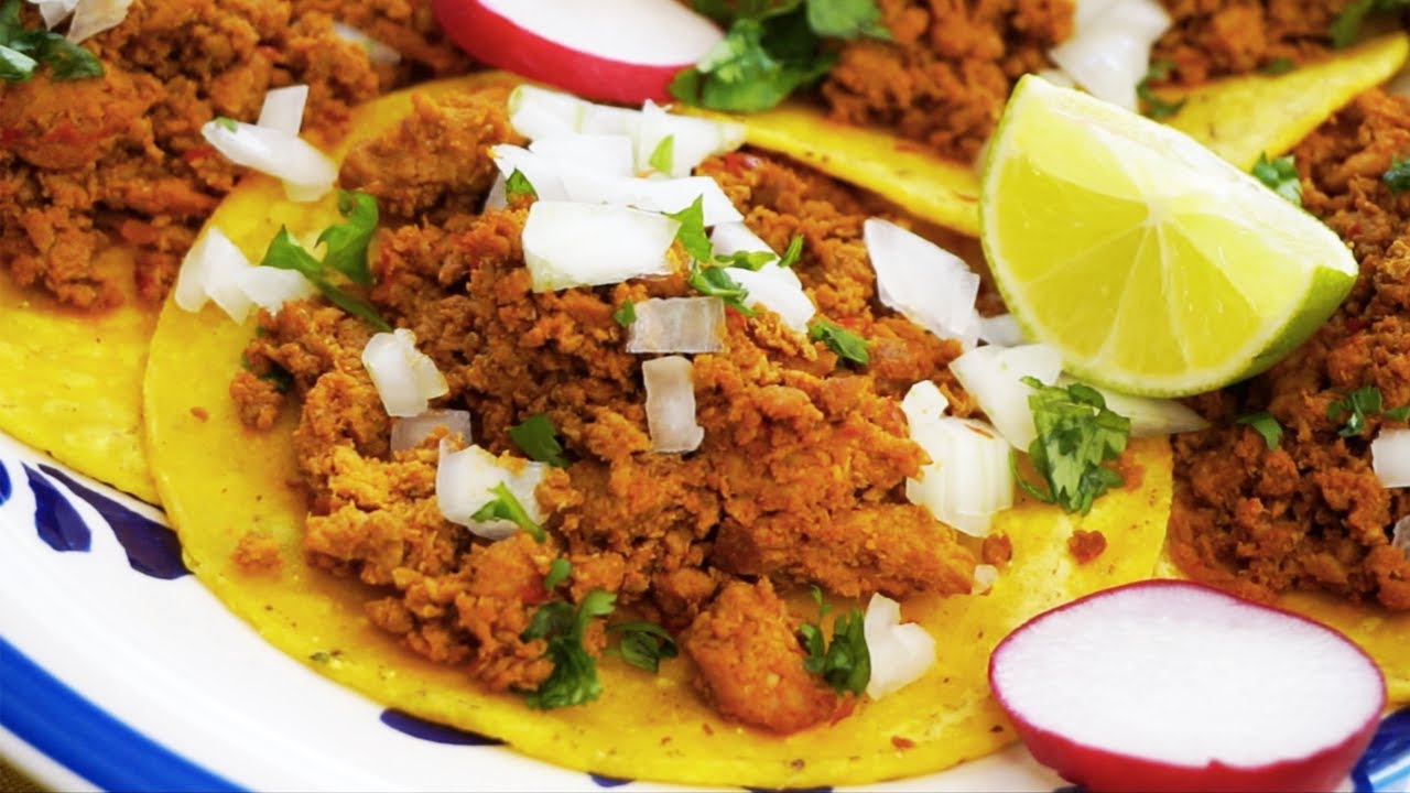 Tacos de Carne Molida Al Pastor con Piña Asada y su Salsa  Comida de carne molida para tacos