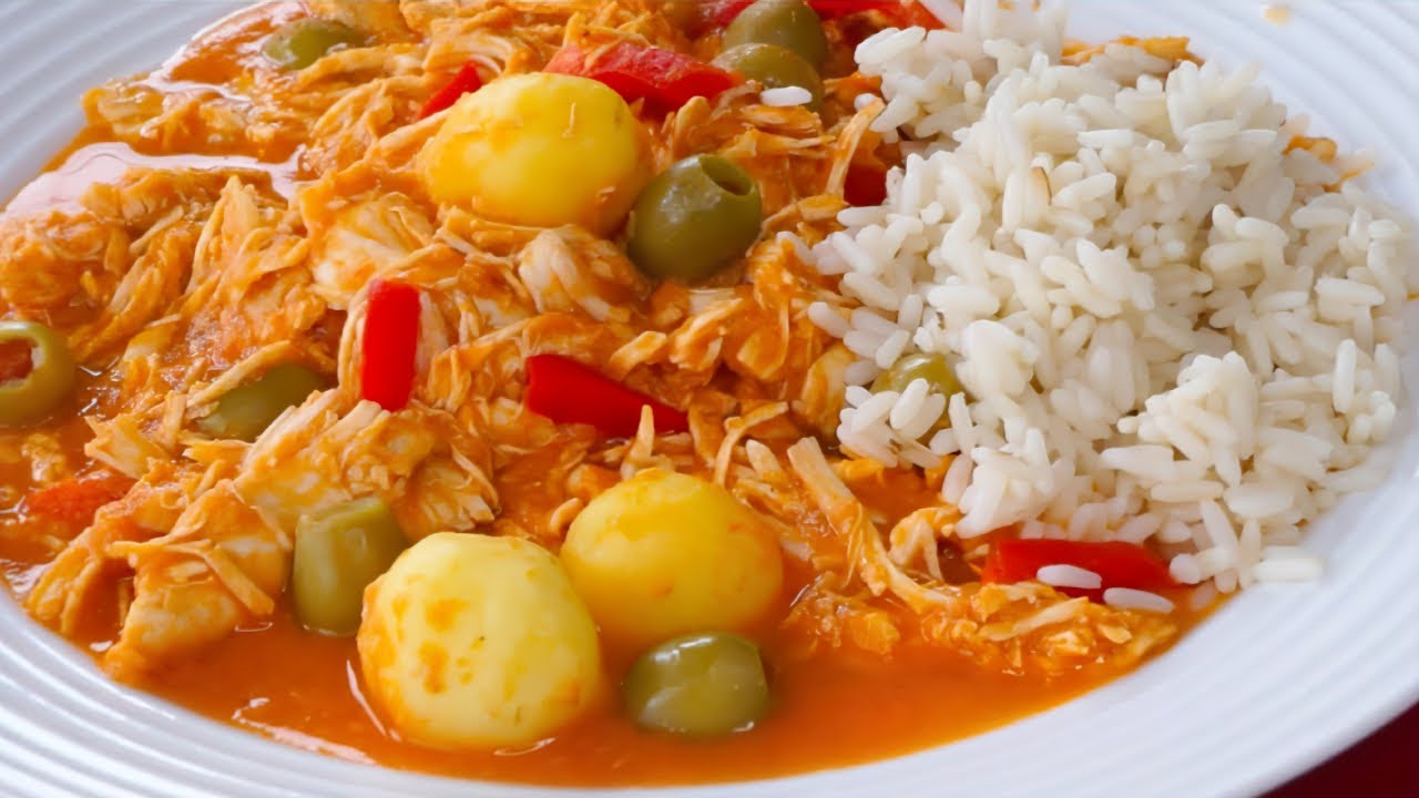 POLLO  con  PAPAS en  SALSA   estilo Vizcaína / comida de pollo para fiestas familiares