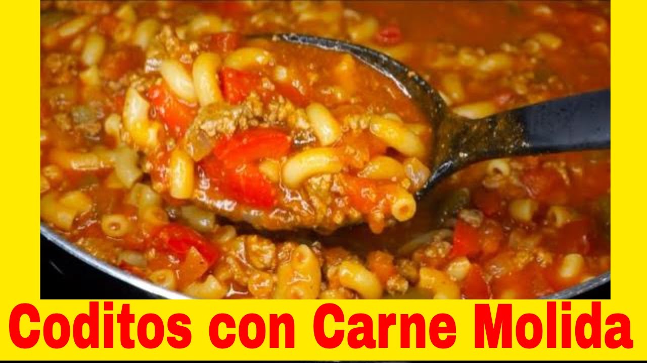 CARNE MOLIDA GUISADA  con CODITOS        NO NECESITAS COCER LA PASTA APARTE!