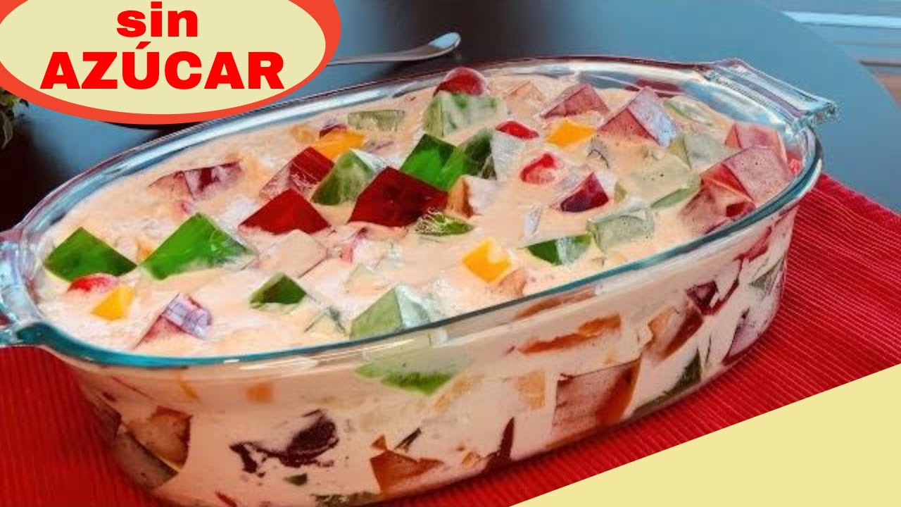 ENSALADA de GELATINA con FRUTAS 🍒 postre con  ingredientes para 24 vasitos  🍒  POSTRES sin AZÚCAR